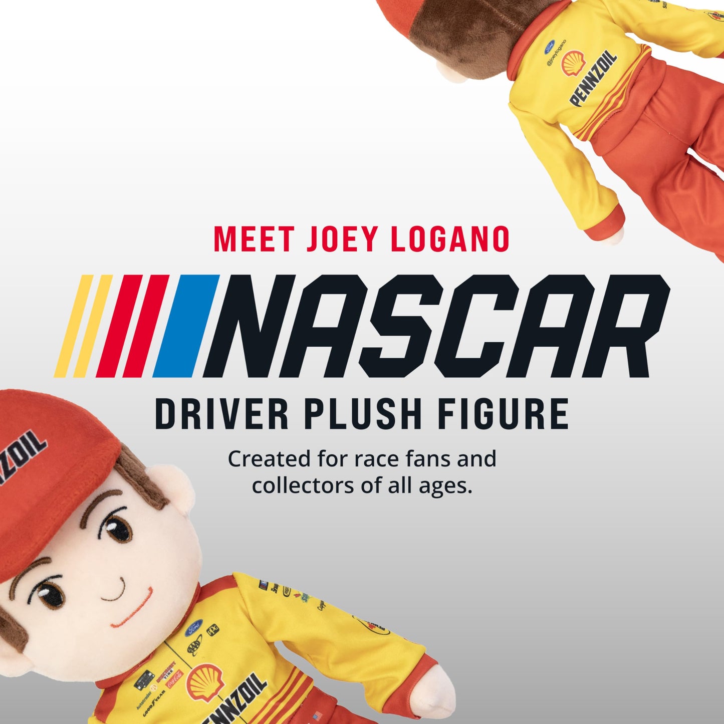Playtime By Eimmie Plushible Nascar Collectible, Team Penske Joey Logano Plush Figure, 14-Inch Racing Rag Doll For All Ages - Quality Materials, Plush Rag Baby Doll
