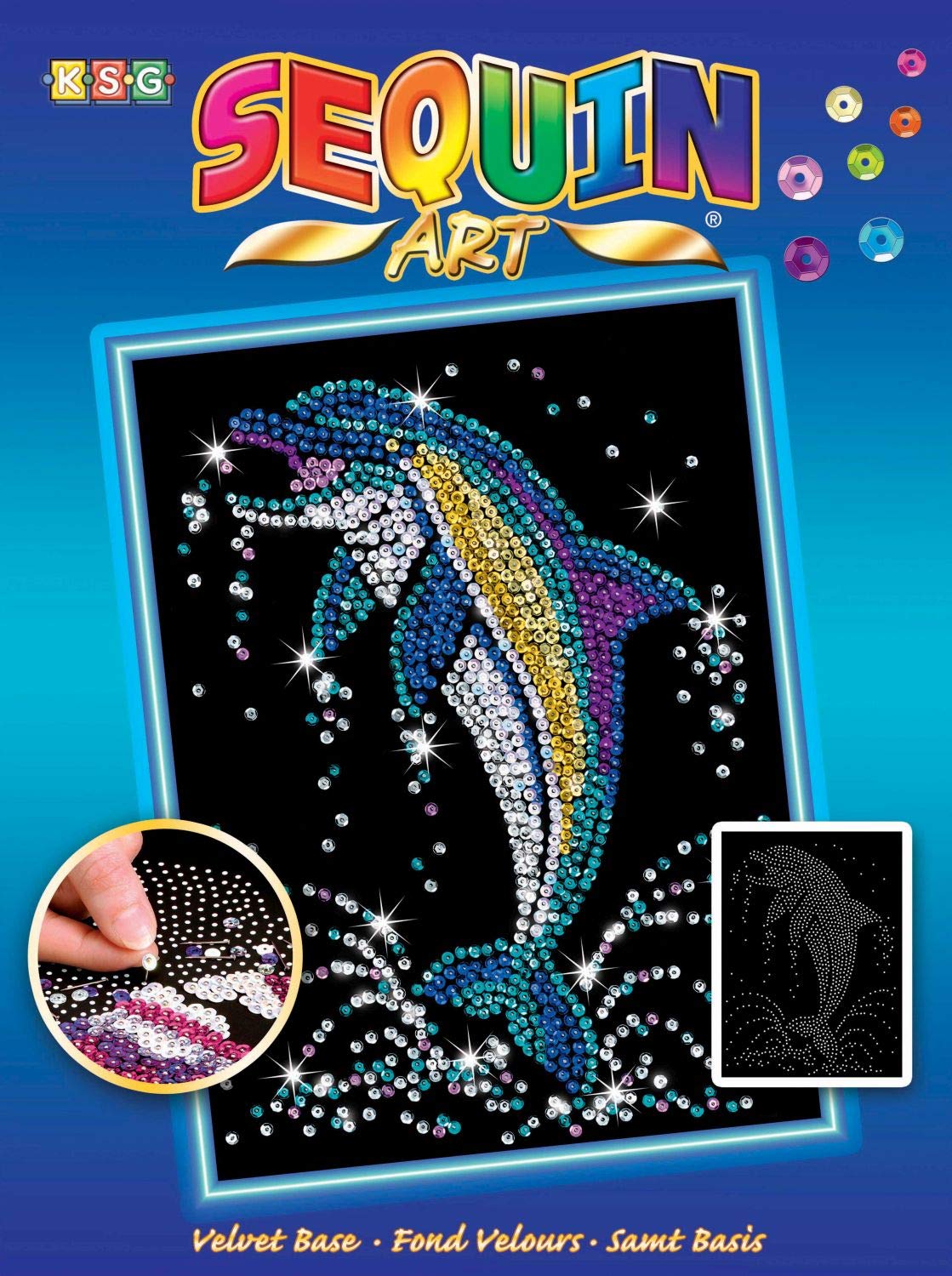 Sequin Art Blue, Dolphin, Sparkling Arts and Crafts Picture Kit; Creative Crafts for Adults and Kids