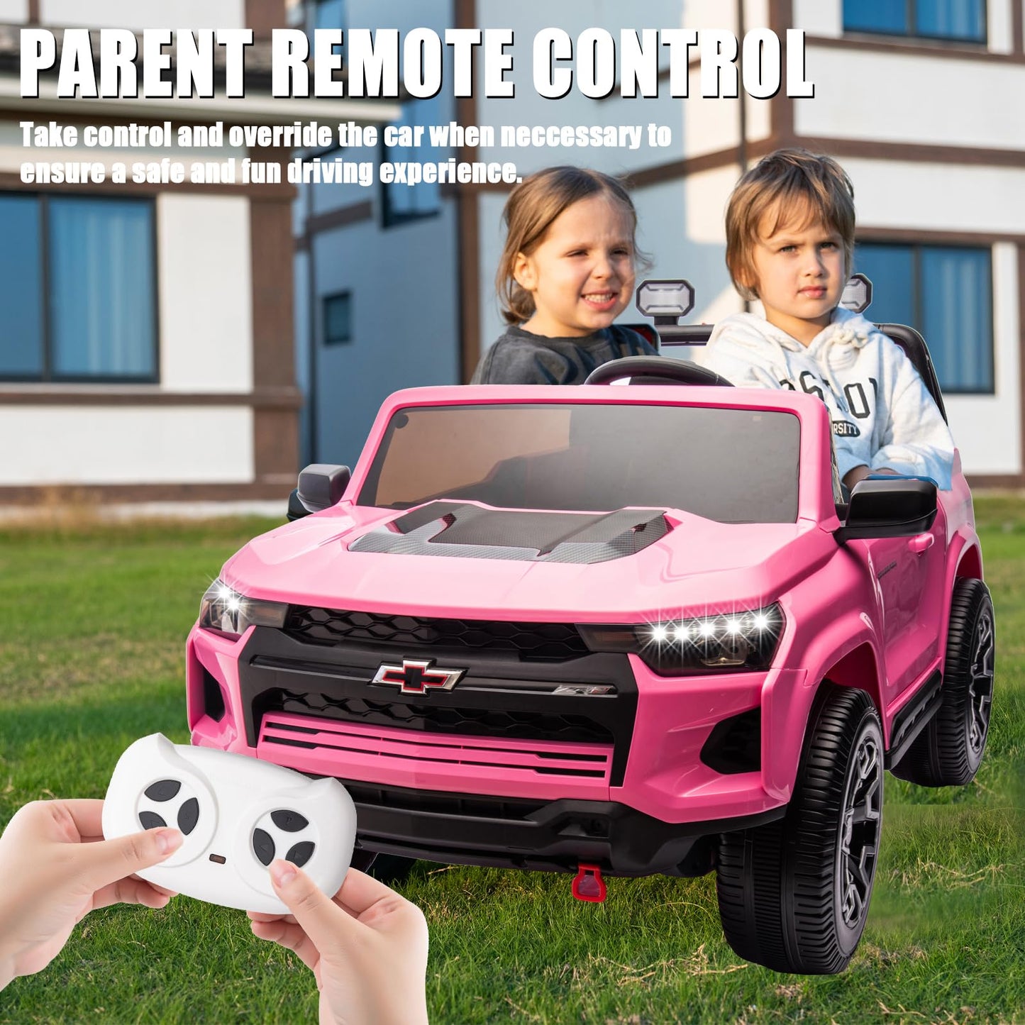 Nitoess 24V 2 Seater 4WD Ride On Toy Car,Ride on Truck with Remote Control, Electric Toy Ride On Vehicle for 3+ Years Kids(Pink)