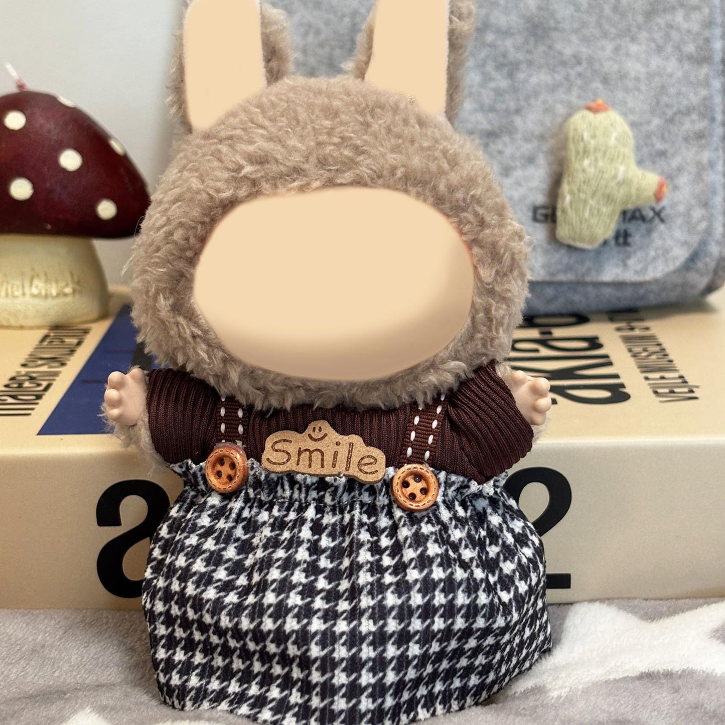 WASAFV Clothes for Labubu (NO Doll) fit a 17cm(6.69)  enhanced Outfit with Accessories  Soft & Stylish Hand-Woven Doll Set  Two-Piece Set 01
