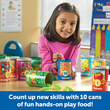 Learning Resources One To Ten Counting Cans - 65 Pieces, Ages 3+ Toddler Learning Toys, Preschool Pretend Play Toys, Supermarket