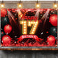 Happy 17Th Birthday Banner Backdrop Red And Black 17 Years Old Background Bday Decorations For Girls Boys Photography Party Supplies Glitter