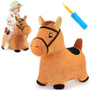 iPlay, iLearn Bouncy Pals Brown Hopping Horse Plush Toy, Medium Inflatable Ride-On Bouncer for Toddlers 18-36 Months