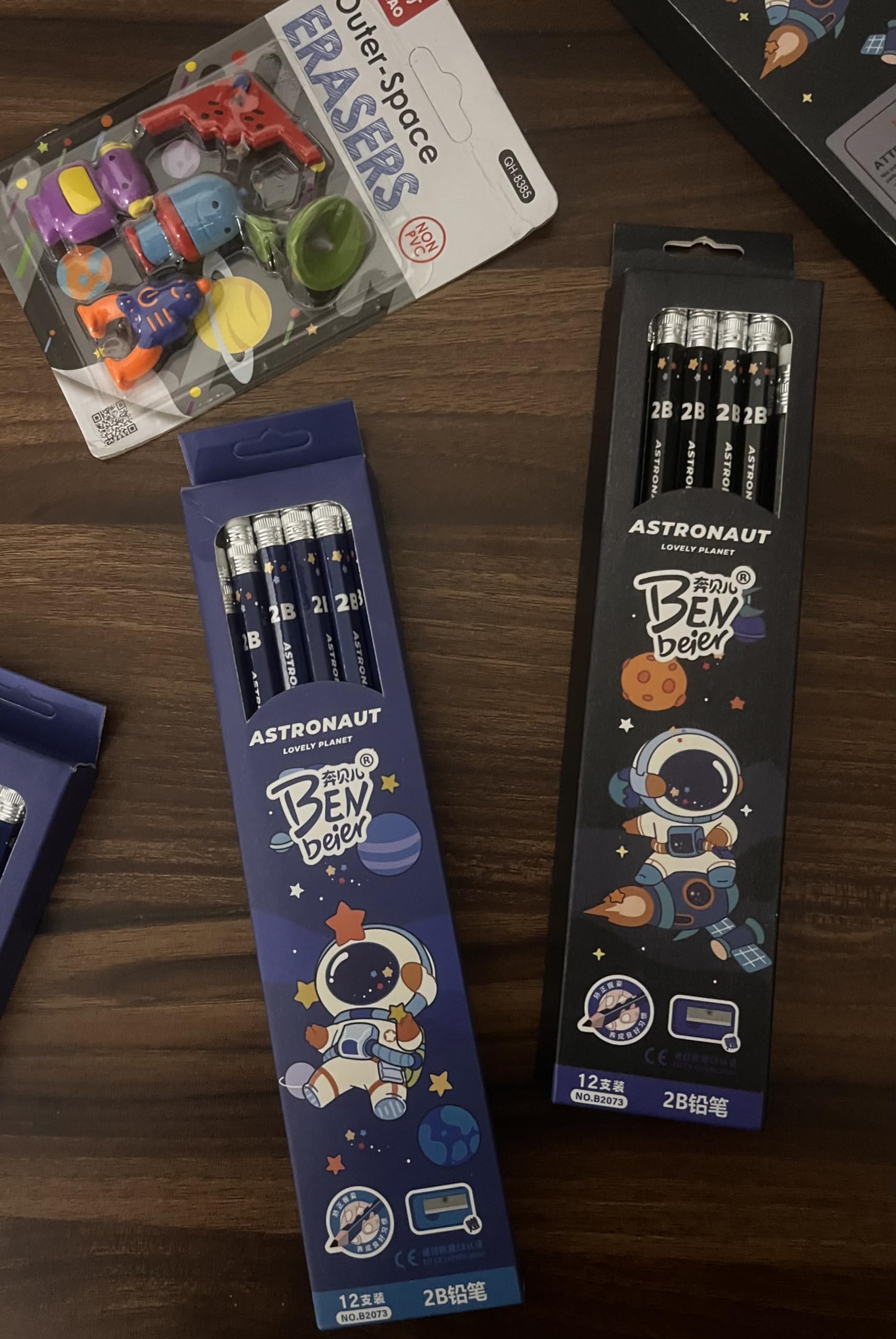 Le Delite 2 Box Stylish Pencils Stationary Kit  Space Theme Pencils Set With Erasers And Pencil Cap For Kids Boys And Girls, Sp