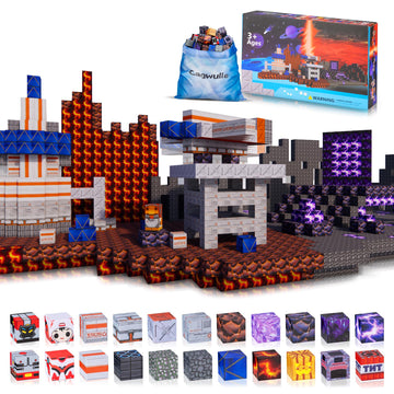 Cagwulle Magnetic Blocks-100Pcs Mine Magnet 3D Craft World Set,Magnetic Blocks Le Building Go Toys For Kids,Stem Sensory Toys Fo