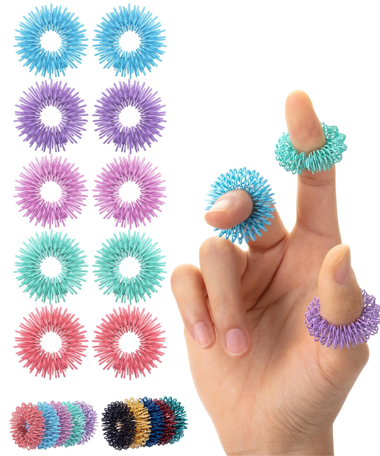 Mr. Pen- Spiky Sensory Rings, 10 Pack, Pastel Colors, Stress Relief Fidget Sensory Toys, Fidget Rings, Fidget Ring for Anxiety,