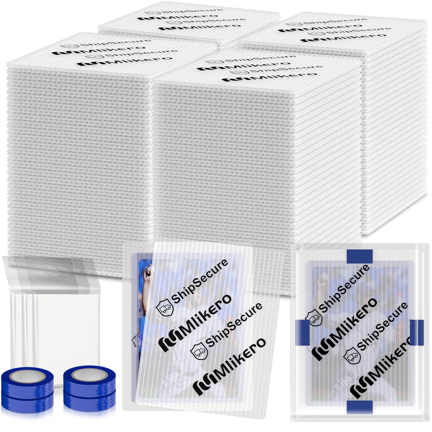 360 Pack Trading Card Shipping Protectors, 3.5'' X 4.5'' Plastic Card Protector With Tape Rolls For Mailing Sports Cards