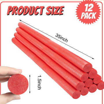 Kathfly 12 Pcs Floating Pool Noodles Foam Tube 1.5 X 35 Inches Floating Foam Tube Round Solid Noodle For Adults Swimming Craft Project(Red)