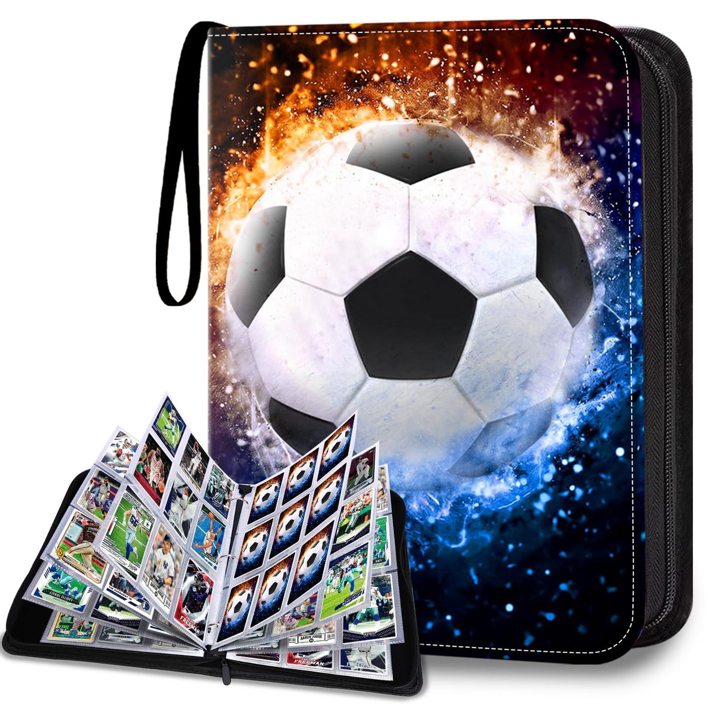 Hesplus 900 Pockets Soccer Card Binder, Soccer Trading Cards Display Case With Soccer Card Sleeves Card Holder Protectors Set Fo