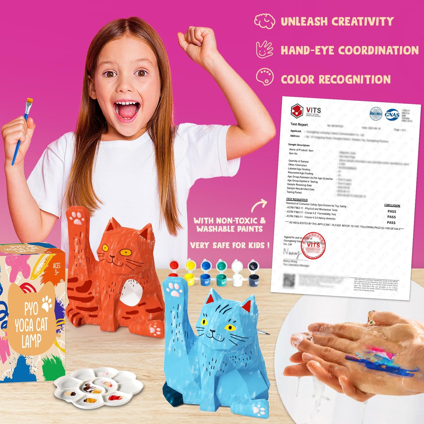 Paint Your Own Yoga Cat Lamp Kit, DIY Cat Crafts Night Light, Arts & Crafts for Kids Age 8-12, Art Supplies Painting Kit, Birthd