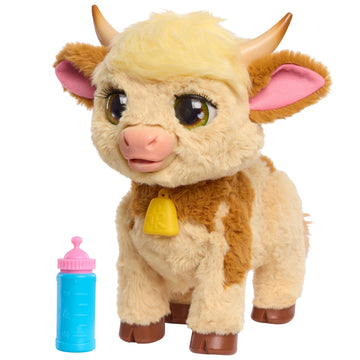 Just Play furReal Maggie The Feed & Follow Cow, 11 Inch Interactive Highland Mini Cow, for Boys and Girls, Ages 4 and up