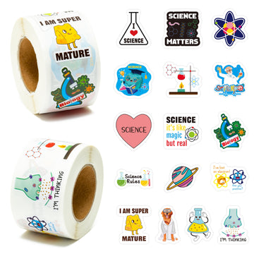 Beyumi Natural Sciences Roll Stickers - 1000Pcs Biology Experiment Stickers In 2 Rolls Waterproof Vinyl Laboratory Decals For Laptop Bottle Notebook Luggage Computer Classroom Decor For Kids Students