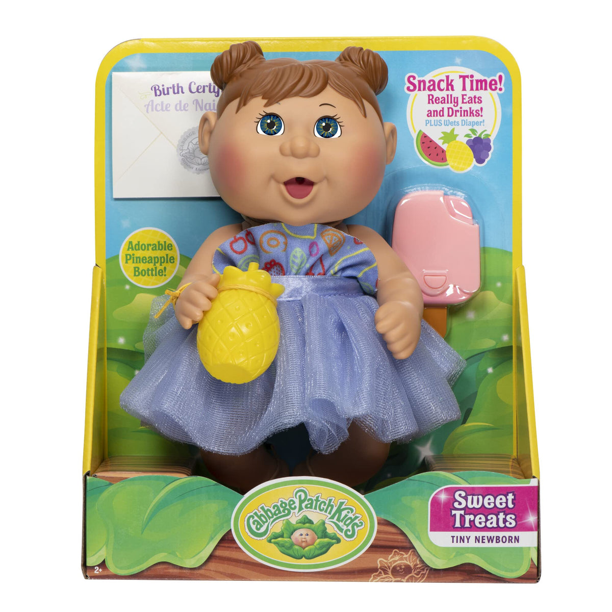 Cabbage Patch Kids Deluxe 9Inch Tiny Newborn Doll  Drink & Wet, Pink Popsicle, Pineapple Bottle, Removable Diaper