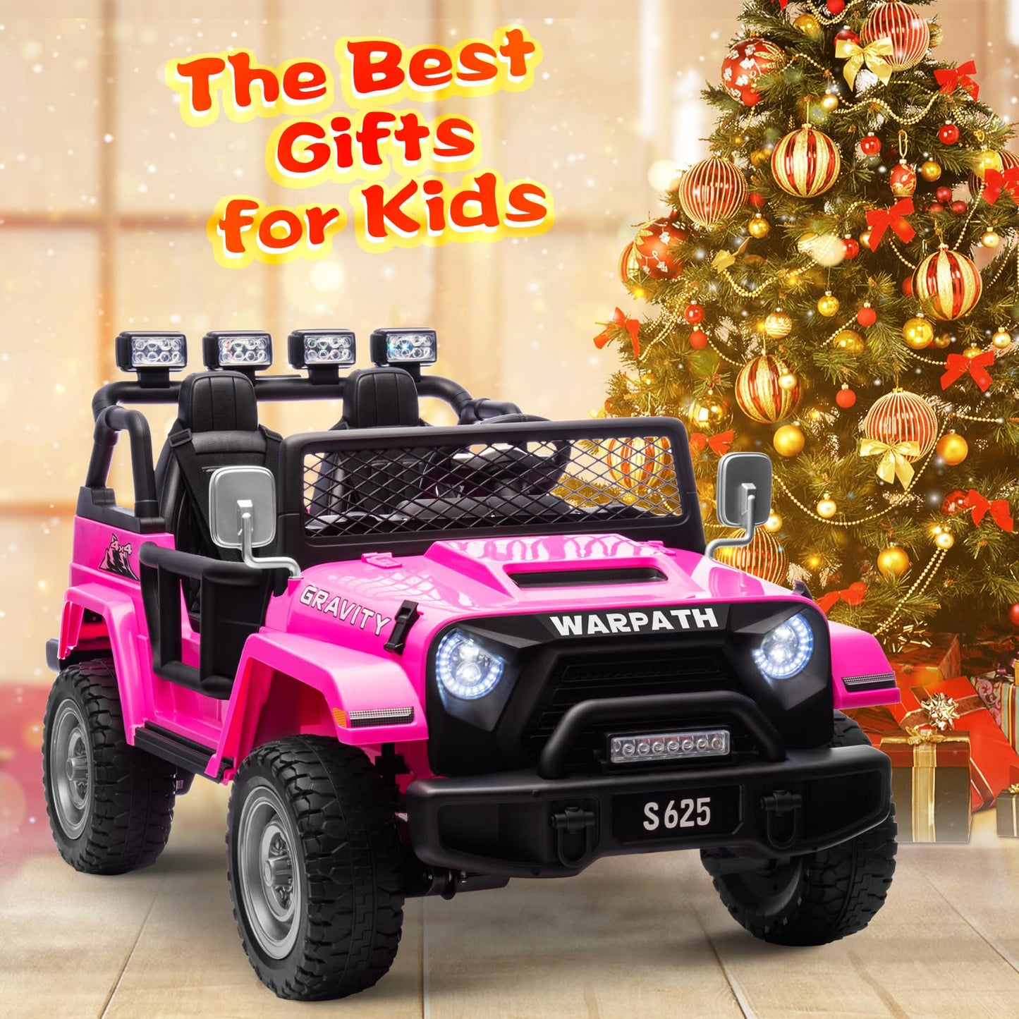 Ottaro Ride On Cars Vehicles 2 Seater, Battery Powered 12V Large Electric Truck For Kids With Remote Control, Spring Suspension,