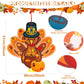 Tatuo 37-Piece Fall Craft Kit - DIY Turkey & Pumpkin Felt Set with 36 Leaves, Squirrel, Pine Cones - Classic Style, Approx. 35 x 20 Inches