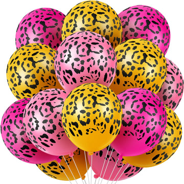 Gejoy 36 Pcs Cheetah Balloons Leopard Print Balloons Spots Latex Leopard Jungle Animal Decorations for Cheetah Zoo Theme Birthda