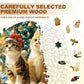 Jigfoxy Wooden Puzzle for mature-themeds  Christmas Kitten Jigsaw Puzzles for mature-themed  Unique Animal Shape Wood Cut Puzzles  Christmas Thanksgiving Gifts for Friends Family (M-11.4 * 11.4in-200pcs)