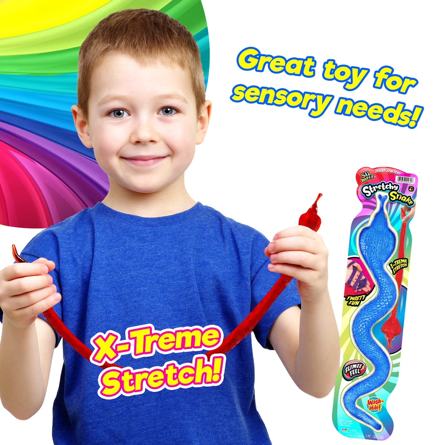 JA-RU Giant Sticky Lizards - Stretchy Reptile Toys, 6 Pack Assorted, Silicone, Fidget Toy, Party Favors for Kids