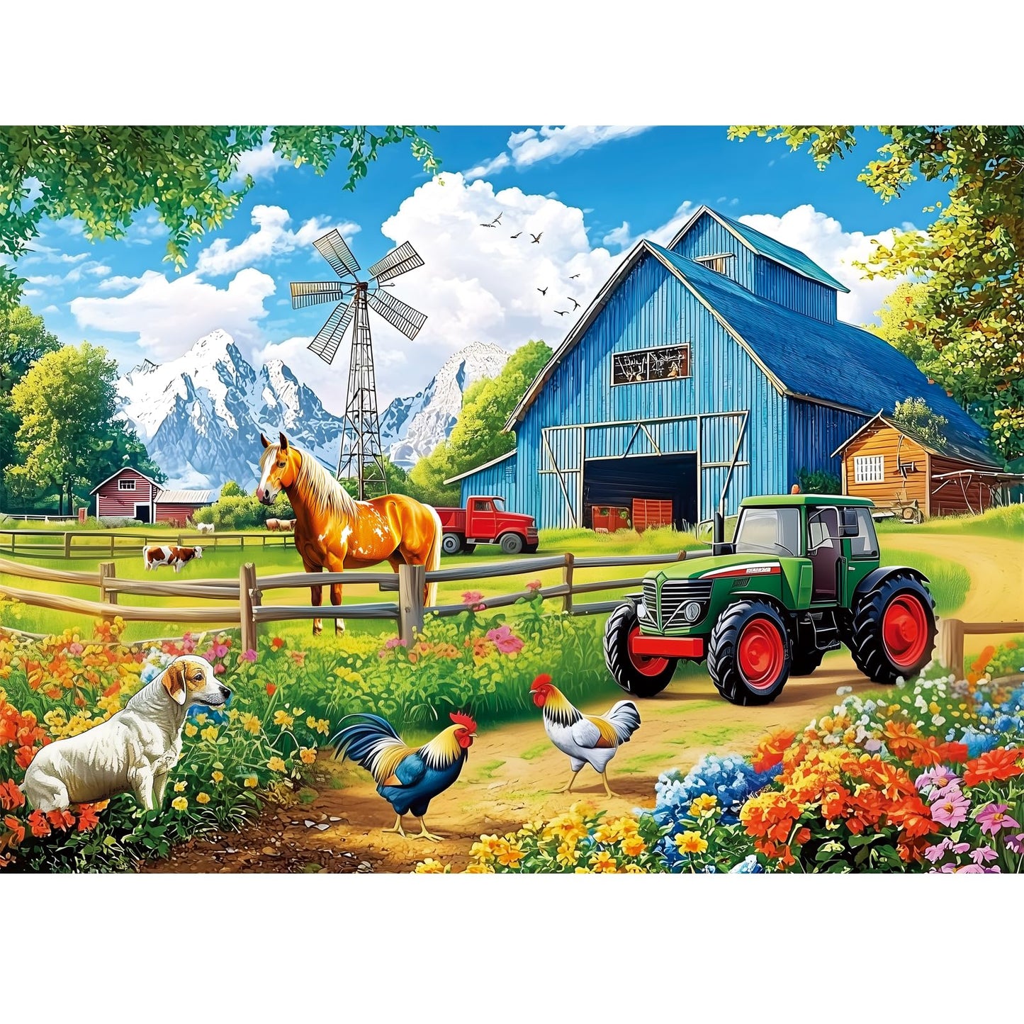 300 Pieces Puzzles for mature-themeds Farm Animals Puzzles for mature-themeds Large Piece Puzzle for Seniors Fun Horse Jigsaw Puzzles Puzzle for Kids Ages 8-10 Challenging Family Game Holiday Party Gift 20.5 x 15 in