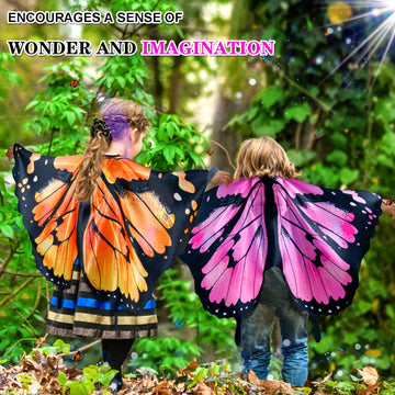 Irolehome Monarch Butterfly-Wings For Kids Girls Princess Dress-Up Fairy Costume For Toddler Big Sister Gifts Dance Party Toy