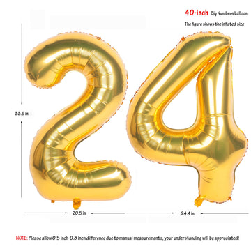 40 Inch Gold Number Balloons Helium Foil Mylar Balloon Birthday Party Banquet Decoration 24