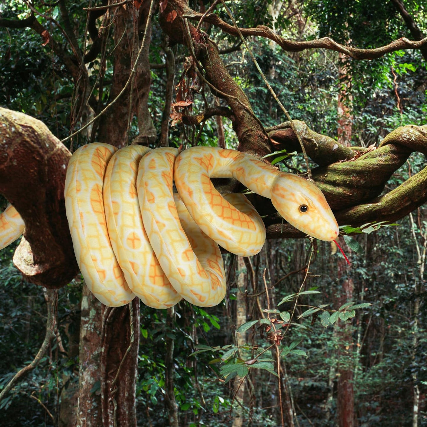 BRINJOY Giant Snake Plush Toy, 149" Lifelike Stuffed Animal, Yellow, Model BJ-T0017-Y, Ideal Gift for Kids Birthday & Baby Shower