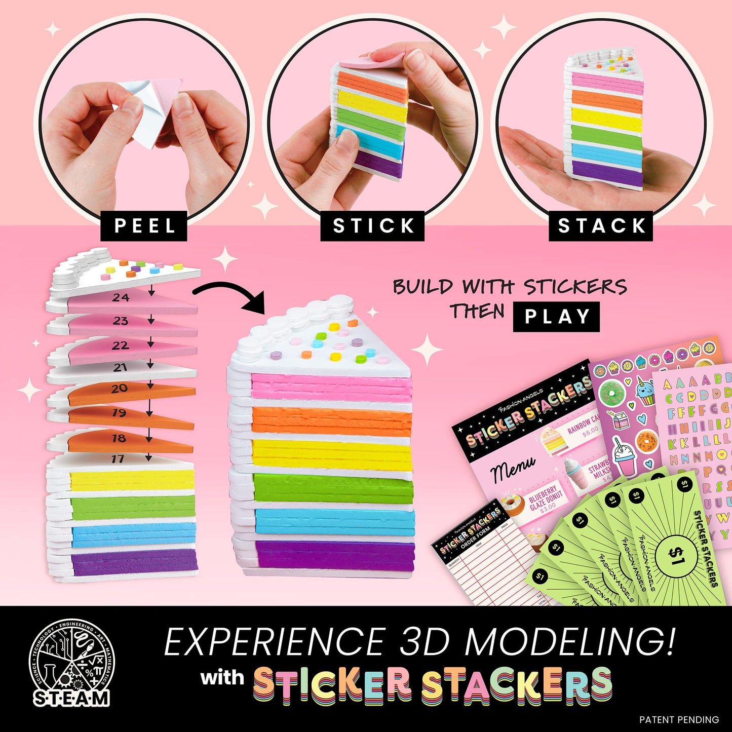 Fashion Angels - Sticker Stackers Set Confectionery, Foam Stickers For 3D Creations, Children'S Toy Food, Creative Activity, From 8 Years, F13195