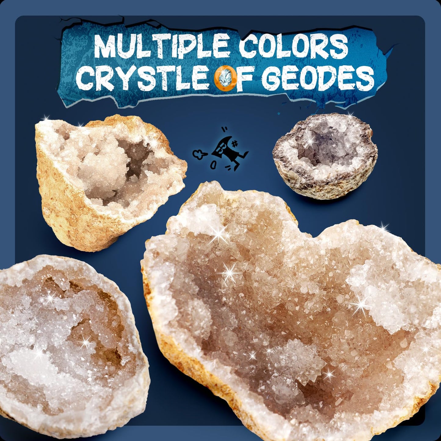 EDUMAN Geode Kit - 10 Premium Crystals for STEM Learning - Model EDM169 - Educational Science Toys for Boys & Girls