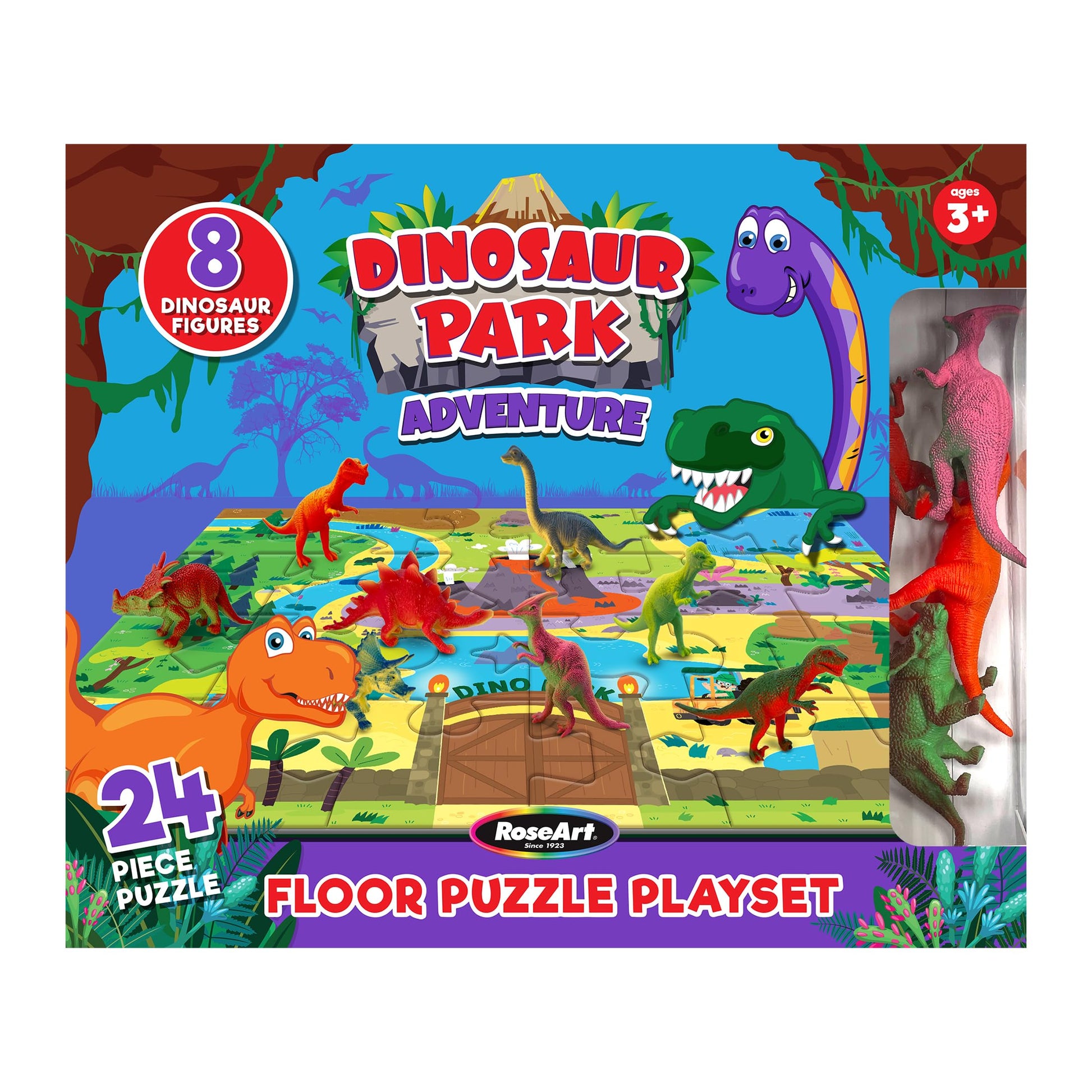 RoseArt - Kids Floor Puzzle Playset - Dinosaur Park Adventure - 24 Piece Jigsaw Puzzle