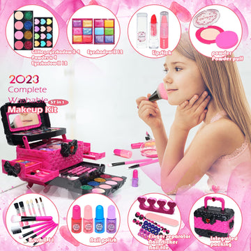 Kids Makeup Kit Toys for Girls - Child Real Makeup Toys for Girls, Washable Make Up for Little Girls, Non ToxicToddlers Pretend