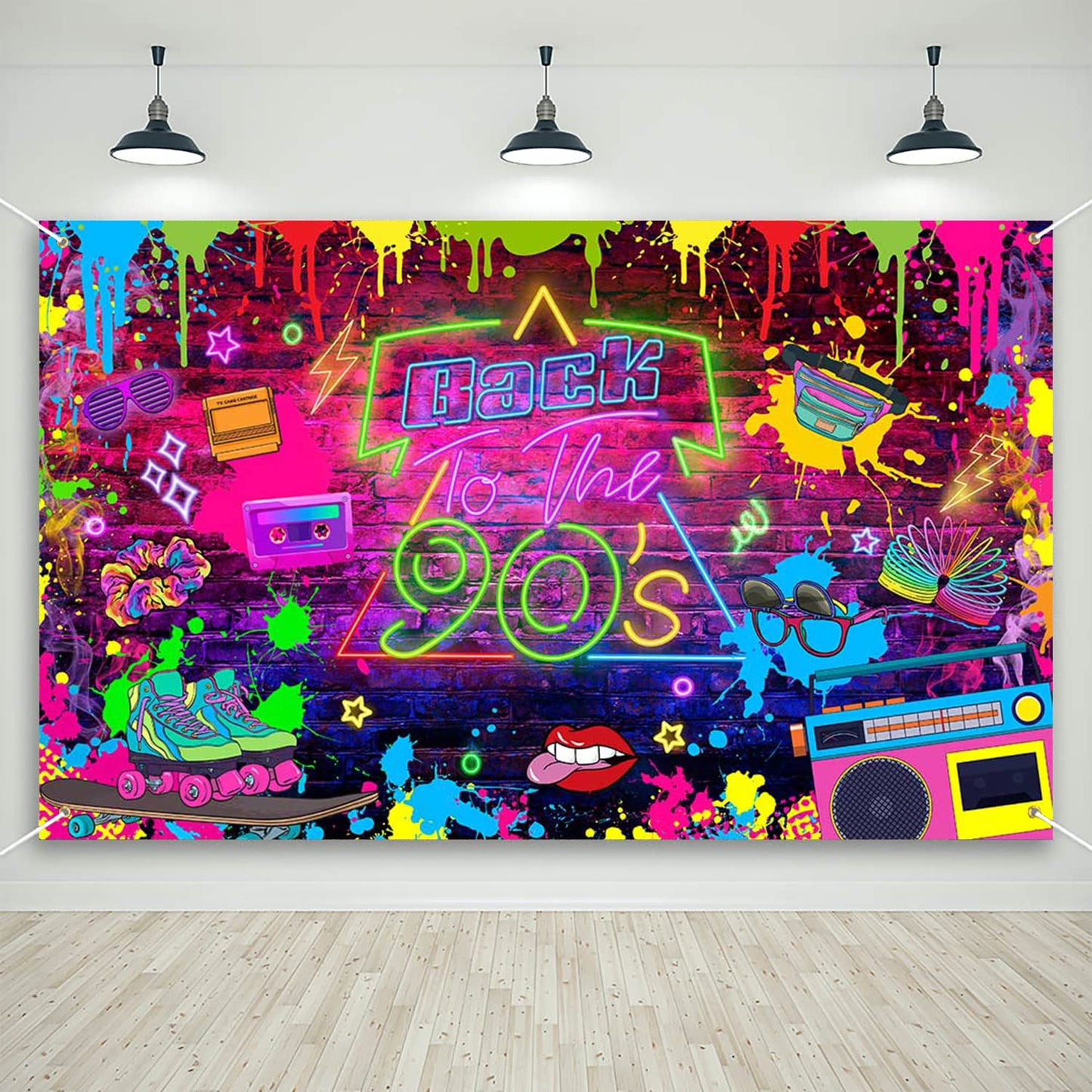 Mocsicka 90s Party Decorations Back to 90s Banner 90s Backdrop Hip Hop Graffiti Background 1990s Party Decorations Backdrop f
