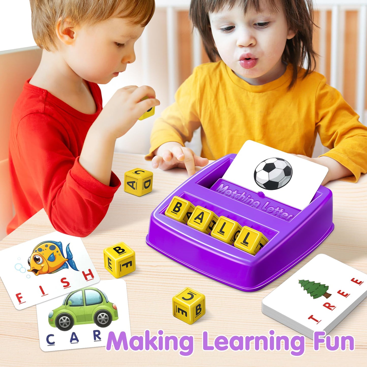 Narrio Educational Toys For 3 4 5 Year Old Girls Boys Gifts, Matching Letter Spelling Games Learning Toys For Kids 2-4 Year Olds, Christmas Birthday Gifts For 3-6 Year Old Girls Toddler Toys Age 2-4