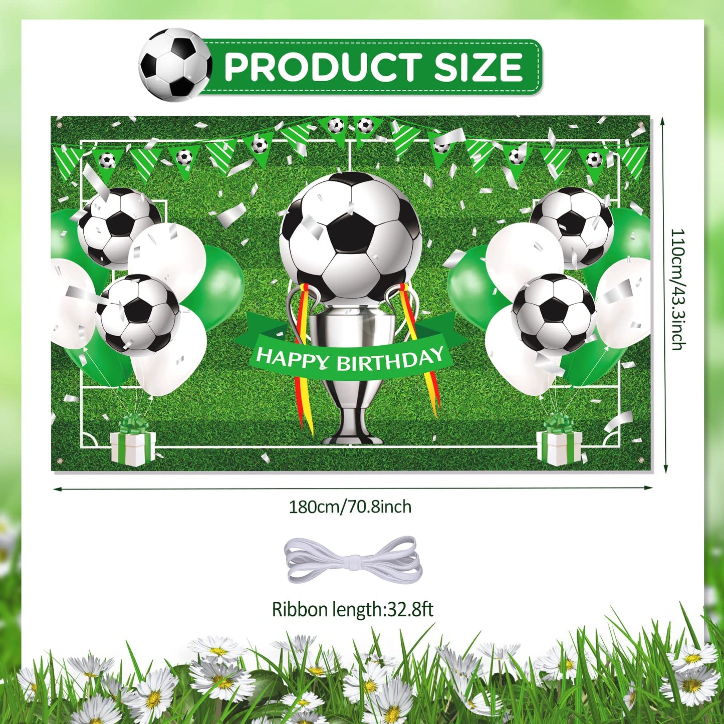 Soccer Birthday Party Decorations Soccer Happy Birthday Banner For Boys Teens Large Sport Themed Birthday Banner For Soccer Football Birthday Anniversary Holiday Party Supplies