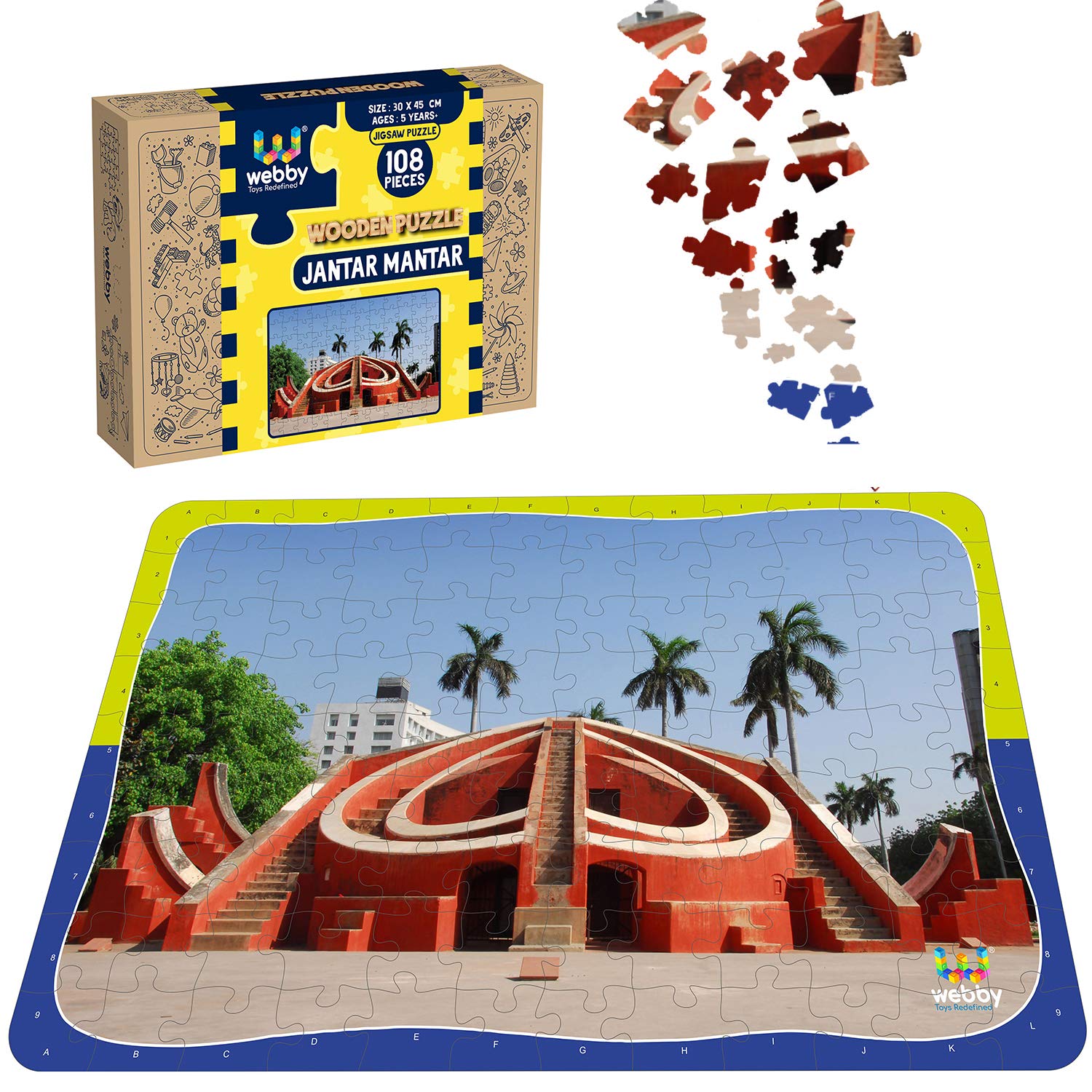 Webby Jantar Mantar Wooden Jigsaw Puzzle, 108 Pieces, Multicolor