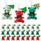 Poen 27 Pack Christmas Mini Plush Bears with Tree Cards Set - Red, Green, White Stuffed Animals for Classroom, School Kids Excha