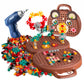Magic Montessori Play Toolbox With Drill, 203Pcs Magic Montessori Play Toolbox Bear-Themed, 2D/3D Creativity Tool Box Montessori