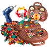 Magic Montessori Play Toolbox With Drill, 203Pcs Magic Montessori Play Toolbox Bear-Themed, 2D/3D Creativity Tool Box Montessori