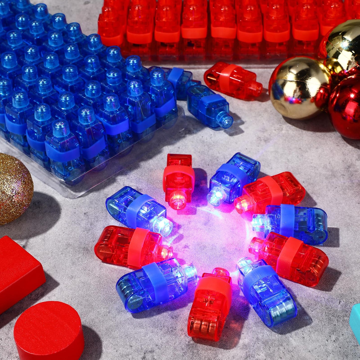 Riakrum 200 Pieces Finger Lights Finger Flashlights LED Lights Flashing Light up Rings Glow Sticks Glow in The Dark Bright for P