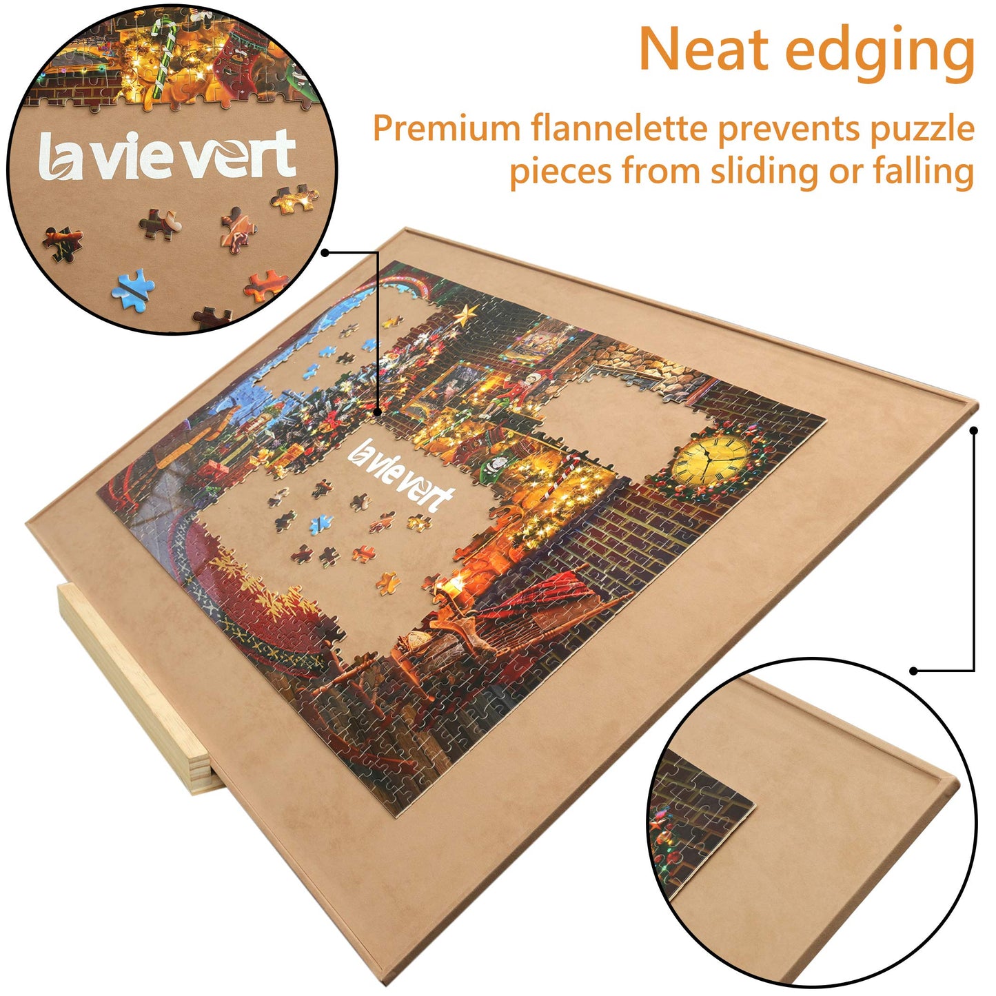 Lavievert Wooden Jigsaw Puzzle Board Portable Puzzle Plateau For Puzzle Storage Puzzle Saver, Non-Slip Surface, Fits Up To 1500