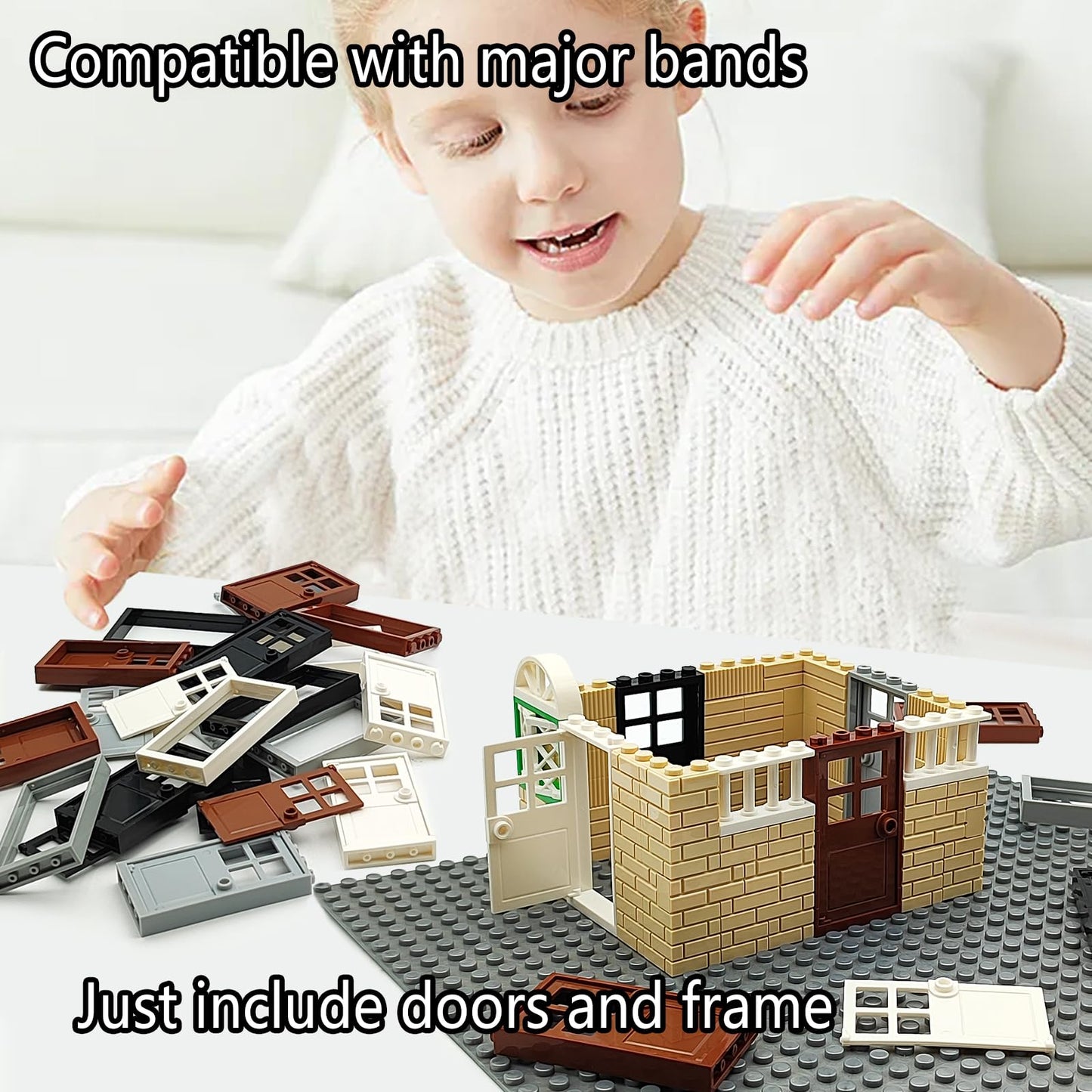 40Pcs Doors And Frame Building Block Toys For Moc Creative House Brick Accessories Compatible With Classic Bricks Building Toy For Kids(20 Set)