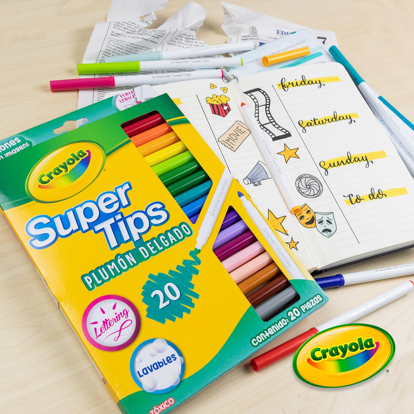 Crayola Washable Super Tip Markers, 20 Count, Assorted Colors, Model 58-8106, Plastic with Silly Scents