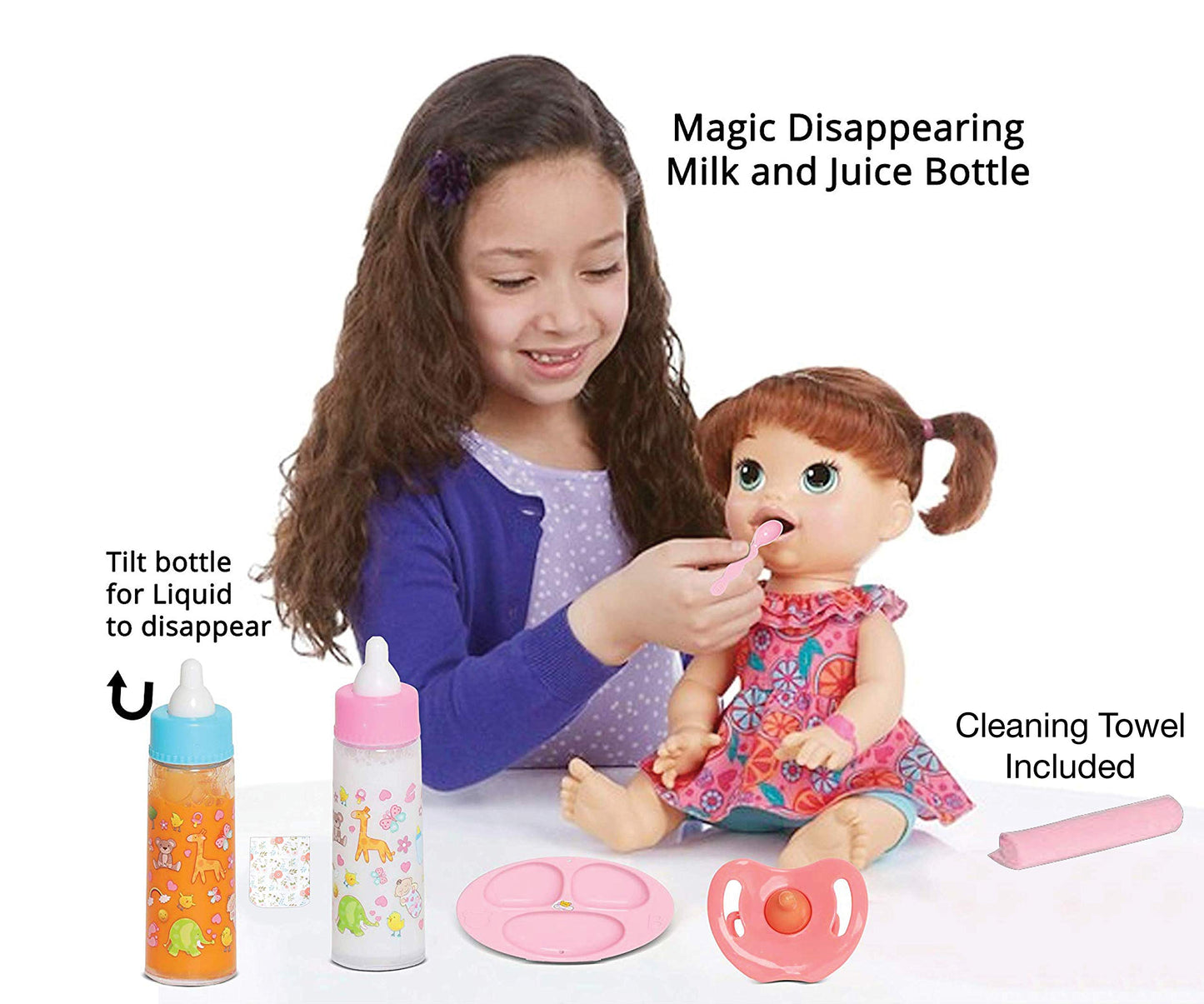 Fash N Kolor,My Sweet Baby Disappearing Doll Feeding Set - Doll Feeding Set | Set Includes 2 Bottles, Doll Diapers, Diaper Bag, Blanket And 2 Pacifier (8 Pc Set)