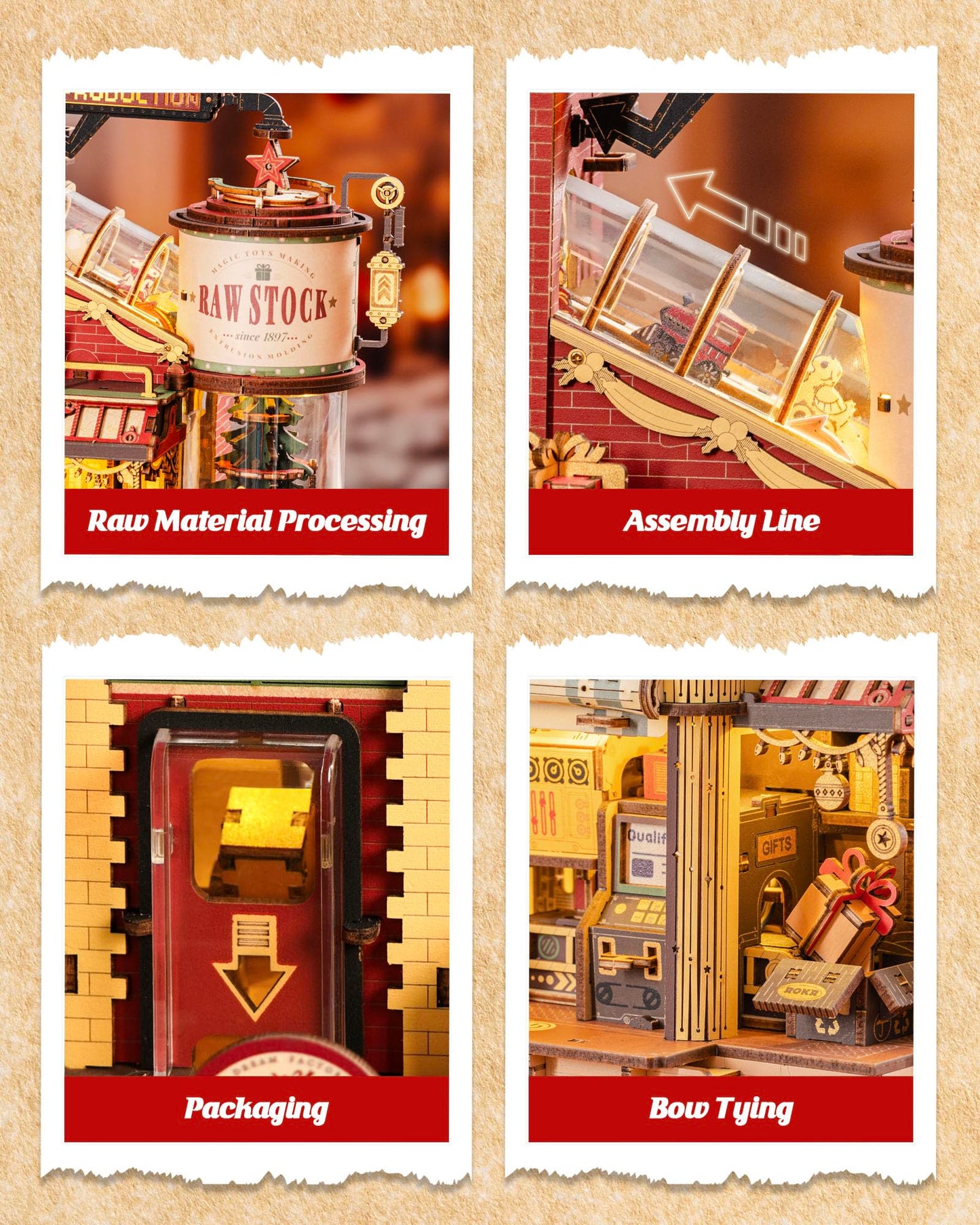 ROKR 3D Wooden Puzzle for mature-themed - Gift Factory Mechanical Model Kit with Music & Lights  449pcs mature-themed Wooden Puzzles  DIY Building Toy for Teens & mature-themeds