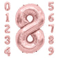 Number Balloon 40 Inch, Number Balloons Rose Gold, Number 8 Balloon, Birthday Large Foil Rose Gold Balloons, Birthday Party Grad