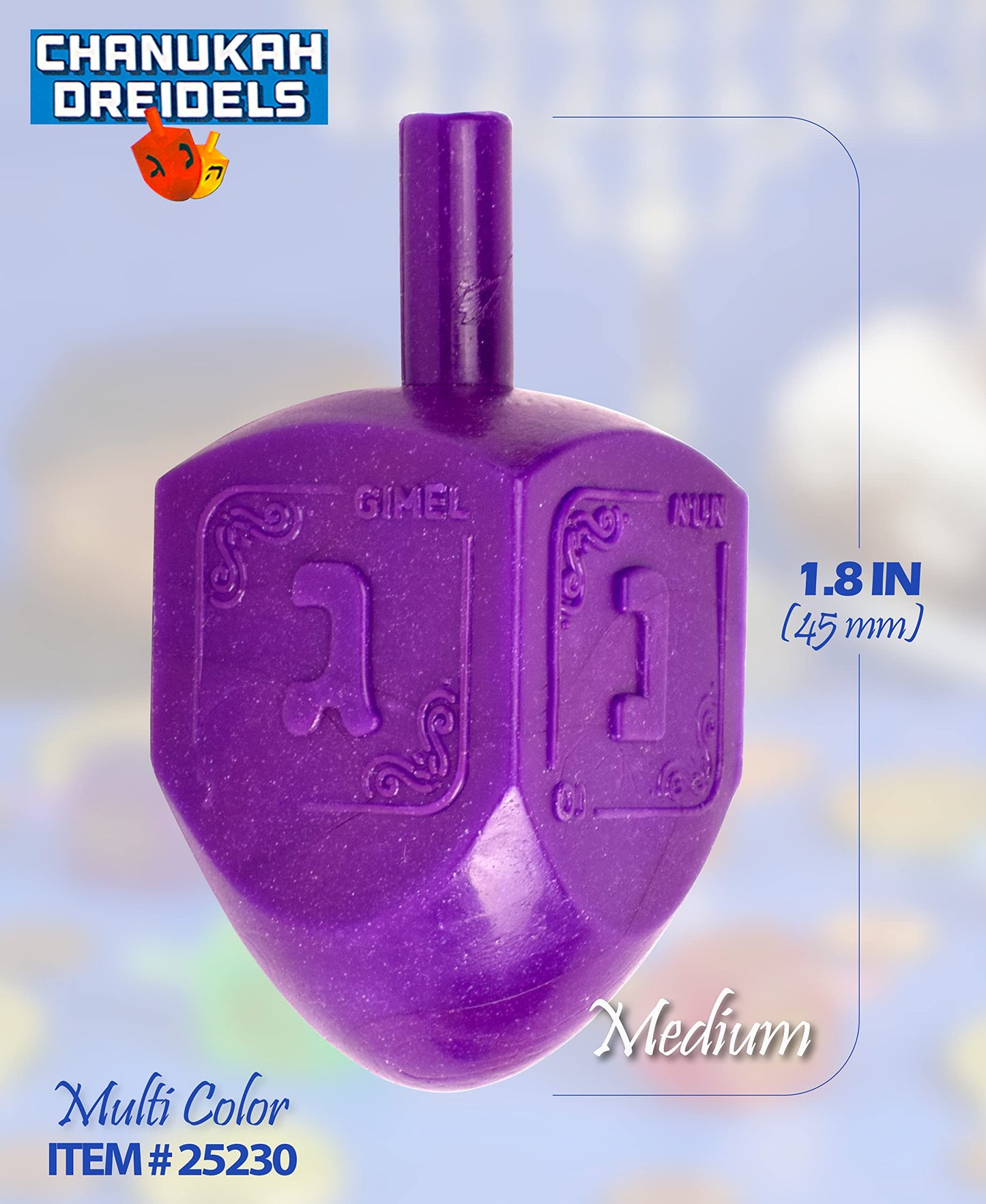 Izzy 'n' Dizzy Medium Dreidels Assorted Colors with Classic Chanukah Spinning Draidel Game  Gift and Prize - Bulk (Pack of 30)