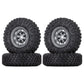 WONFAST 4PCS 1.55 inch 85mm Rubber Terrain Crawler Tires Metal Beadlock Wheel Rims Tires Set Compatible with 1/10 RC Crawler Car