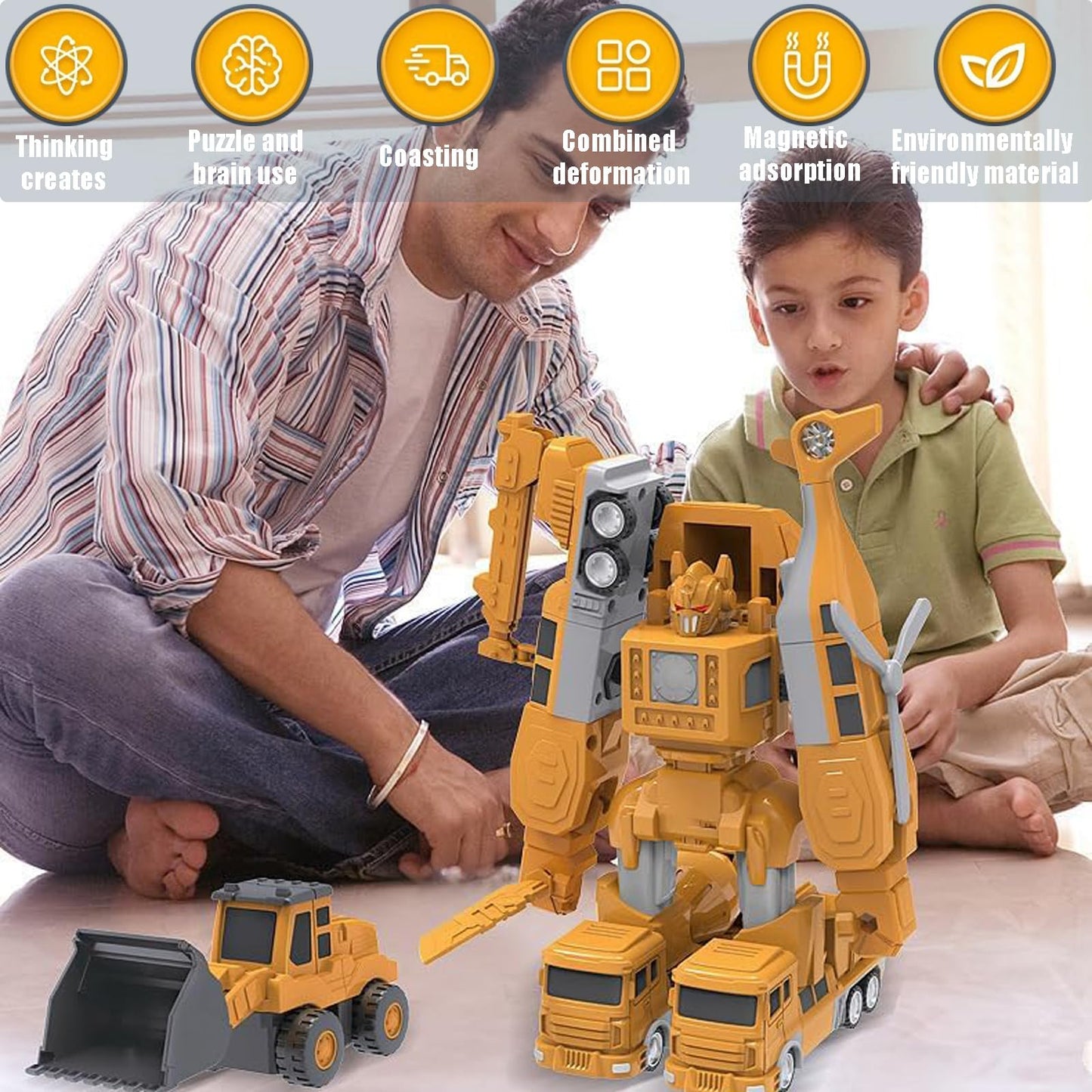 Magnetic Transform Engineering Car Assembled Toys,Toy Construction Vehicles With Storage Box,Magnetic Blocks For Kids Age 3-5 4-