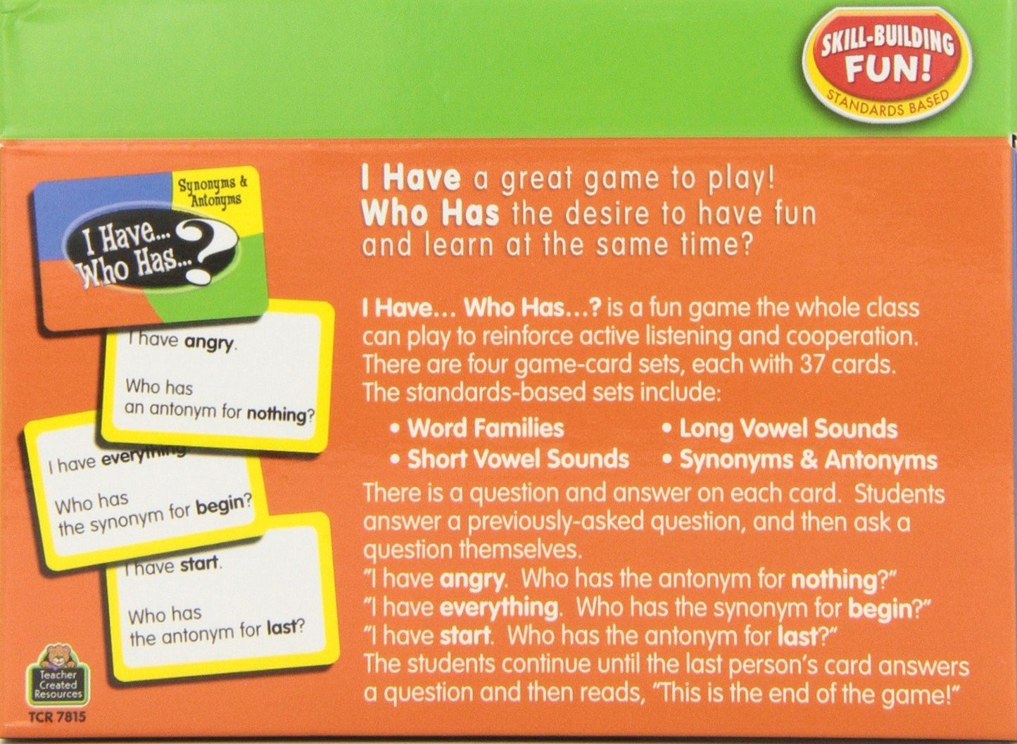 4 Pack Teacher Created Resources I Have Who Has Language Arts Games