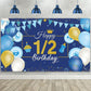 1/2 Birthday Decoration Backdrop Blue and Gold Half Birthday Banner 6 Months Happy Birthday Background Half Birthday Party Suppl