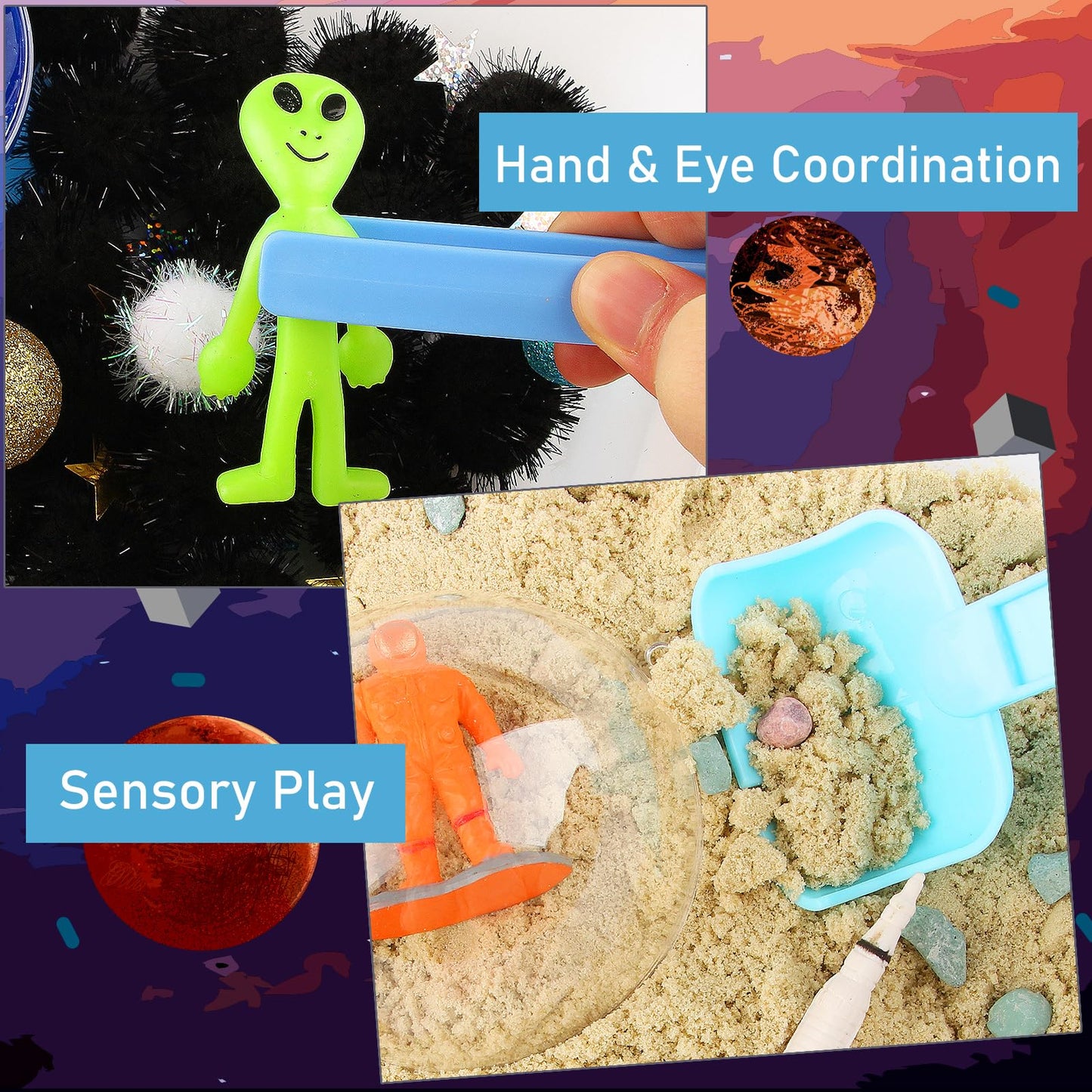 Space Themed Toys Sensory Bin Filler,Planet Toys For Kids, Universe Solar System Toys For Autistic Children, Space Astronauts Se